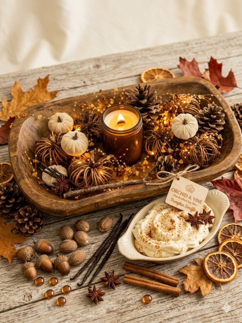 Orchid & Vine Pumpkin Soufflé Amber Jar Candle Soy Wax Clean Living